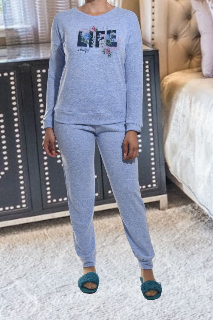 Ladies Knit Printed Pyjama Set - Life - StylePhase SA