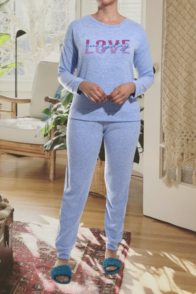 Ladies Knit Printed Pyjama Set - Love Every Day - StylePhase SA
