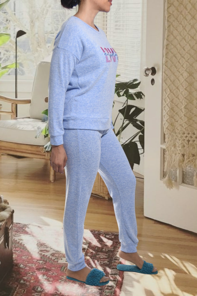 Ladies Knit Printed Pyjama Set - Love Every Day - StylePhase SA