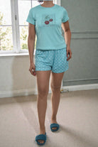 Ladies Knit Shorty Pj Set - Cherry - StylePhase SA