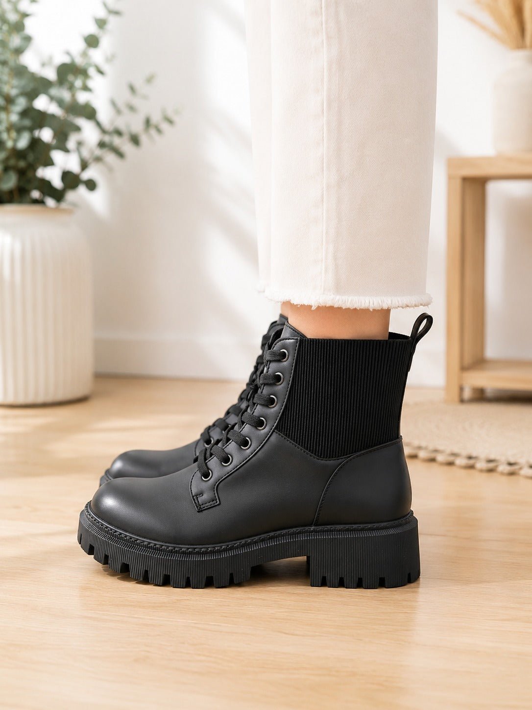 Ladies Lace Black Boots - StylePhase SA