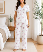 Ladies Lace Trim V-Neck Butterfly Print Pyjama Set - StylePhase SA