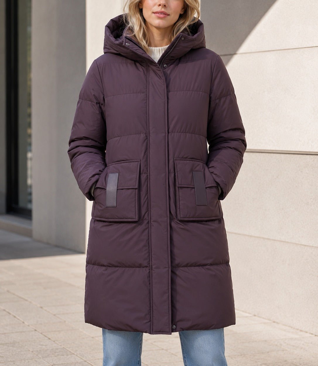 Ladies Large Patch Pocket Dark Brown Chocolate Puffer Jacket - StylePhase SA