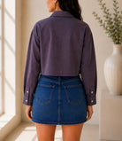 Ladies Lavender Button Up Cropped Shirt - StylePhase SA