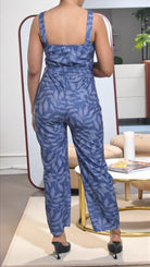 Ladies Leaf Print Tie Front Jumpsuit - StylePhase SA