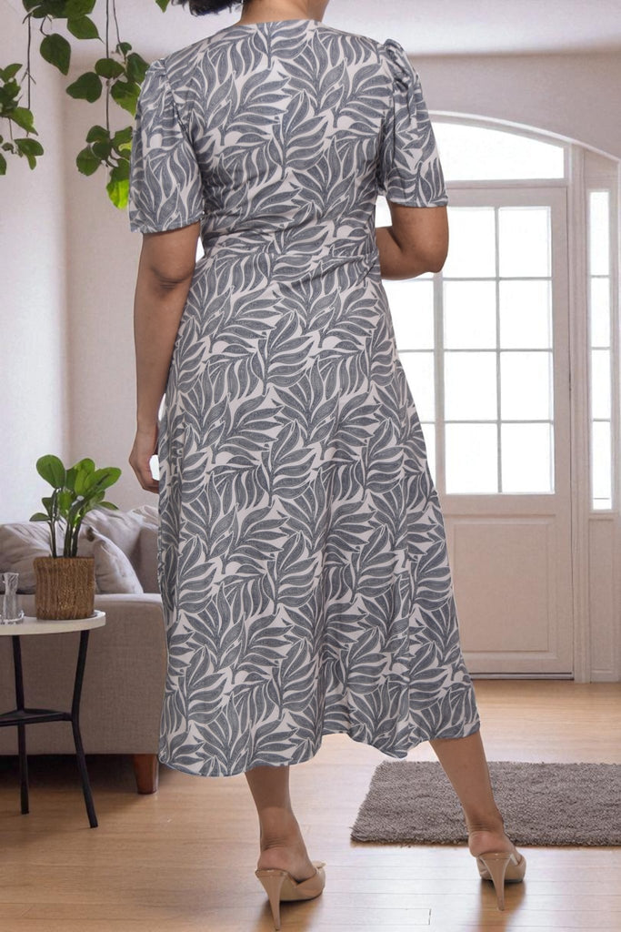 Ladies Leaf Print Wrap Dress - StylePhase SA