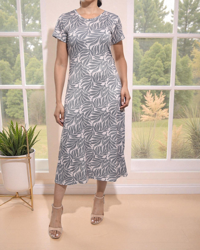 Ladies Leaf Printed Midi Dress - StylePhase SA
