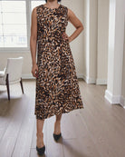Ladies Leopard Print Crinkle Sleeveless Dress - StylePhase SA