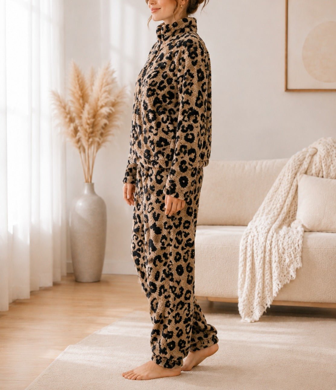 Ladies Leopard Print Zip Pj Set - StylePhase SA