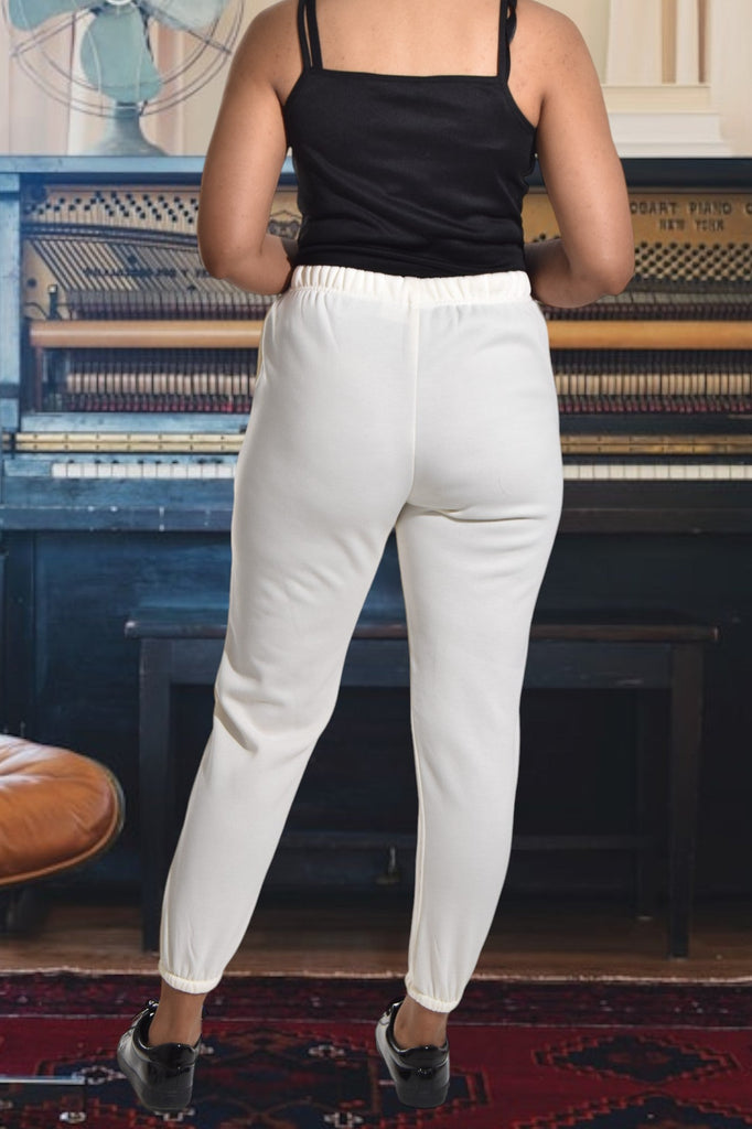 Ladies Letter Graphic Cream Track Pants - StylePhase SA