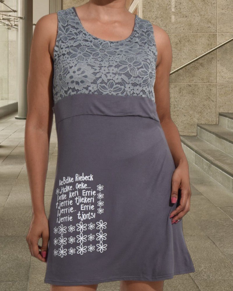 Ladies Letter Graphic Grey Mini Dress - StylePhase SA