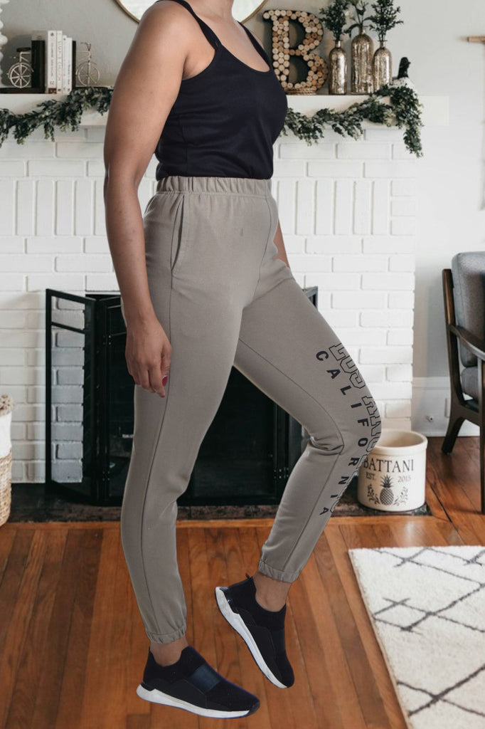 Ladies Letter Graphic Khaki Track Pants - StylePhase SA