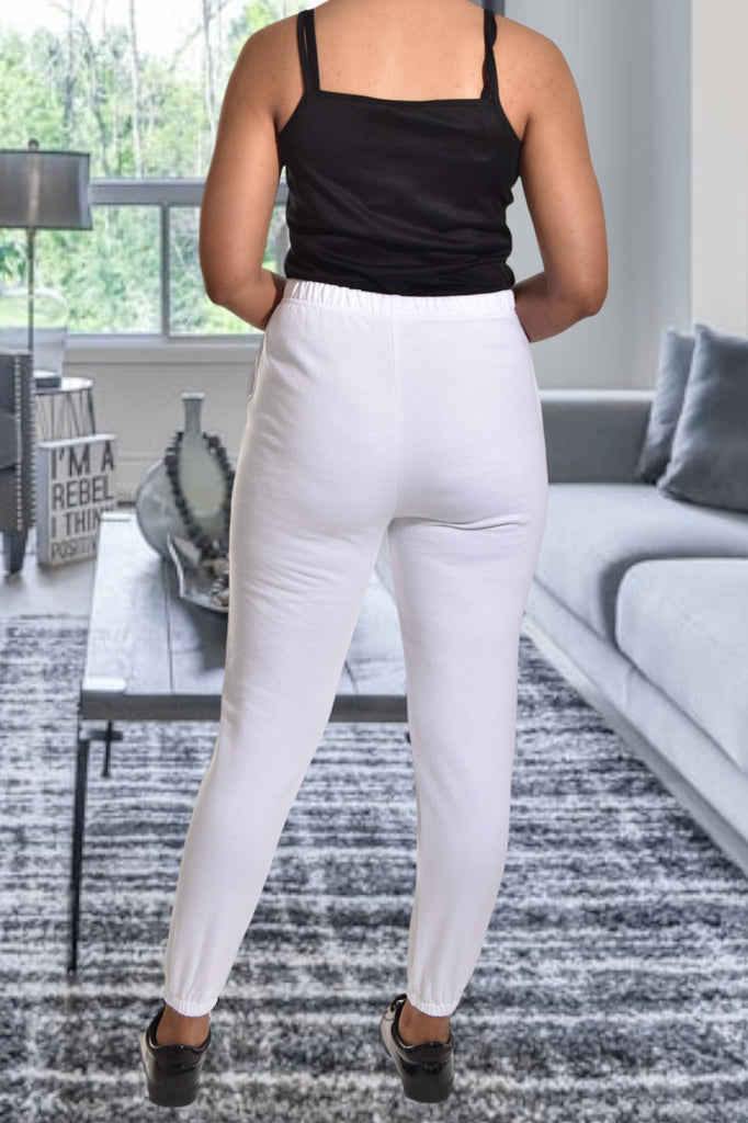 Ladies Letter Graphic Off White Track Pants - StylePhase SA