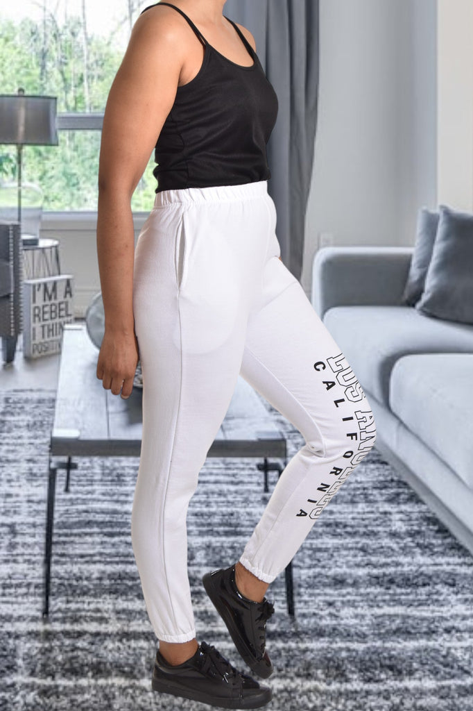 Ladies Letter Graphic Off White Track Pants - StylePhase SA