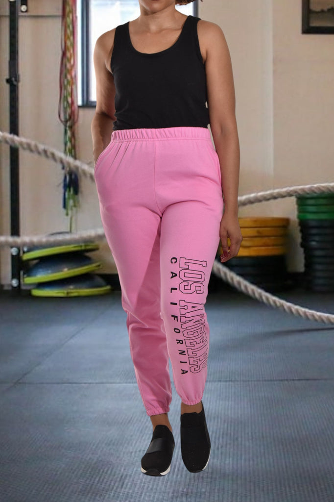 Ladies Letter Graphic Pink Track Pants - StylePhase SA