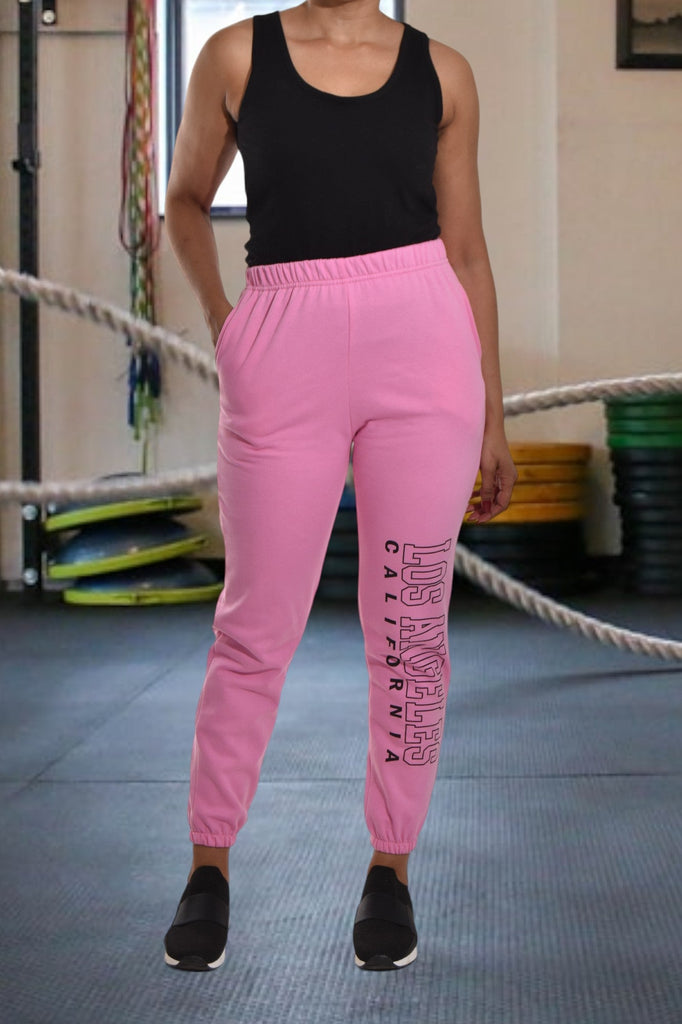 Ladies Letter Graphic Pink Track Pants - StylePhase SA