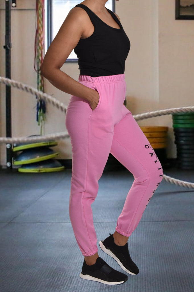 Ladies Letter Graphic Pink Track Pants - StylePhase SA