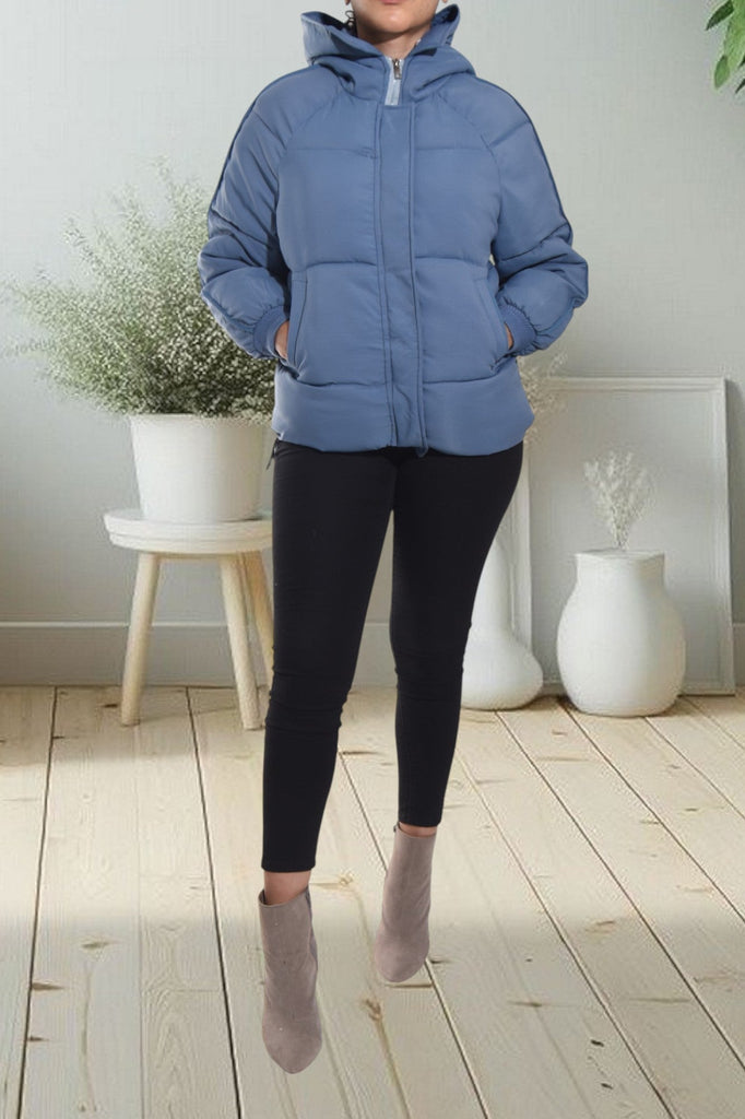 Ladies Light Blue Hooded Puffer Jacket - StylePhase SA
