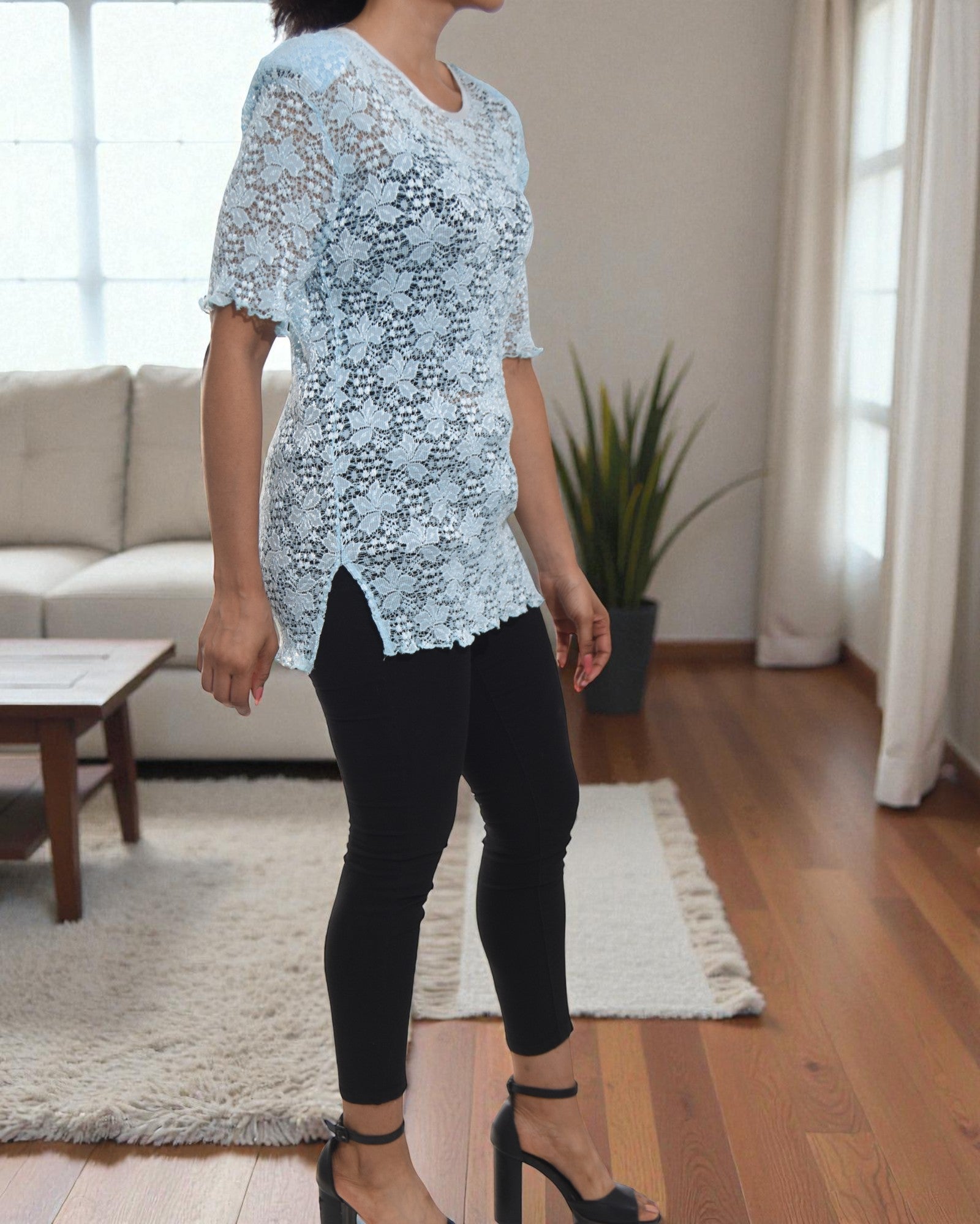 Ladies Light Blue Net Top - StylePhase SA