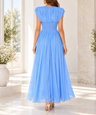 Ladies Light Blue Pleated Smocked Maxi Dress - StylePhase SA