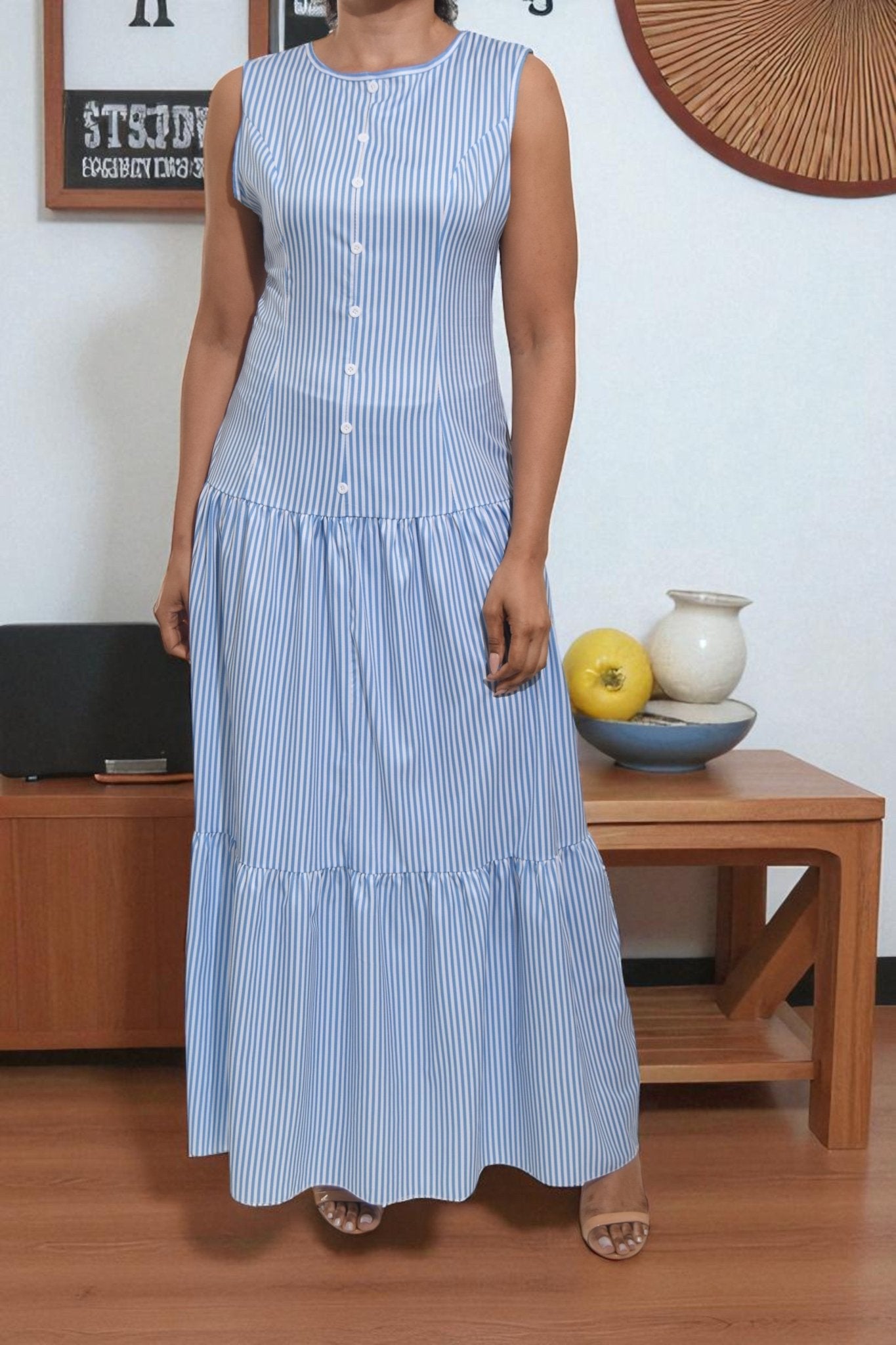 Ladies Light Blue Stripe Dress - StylePhase SA