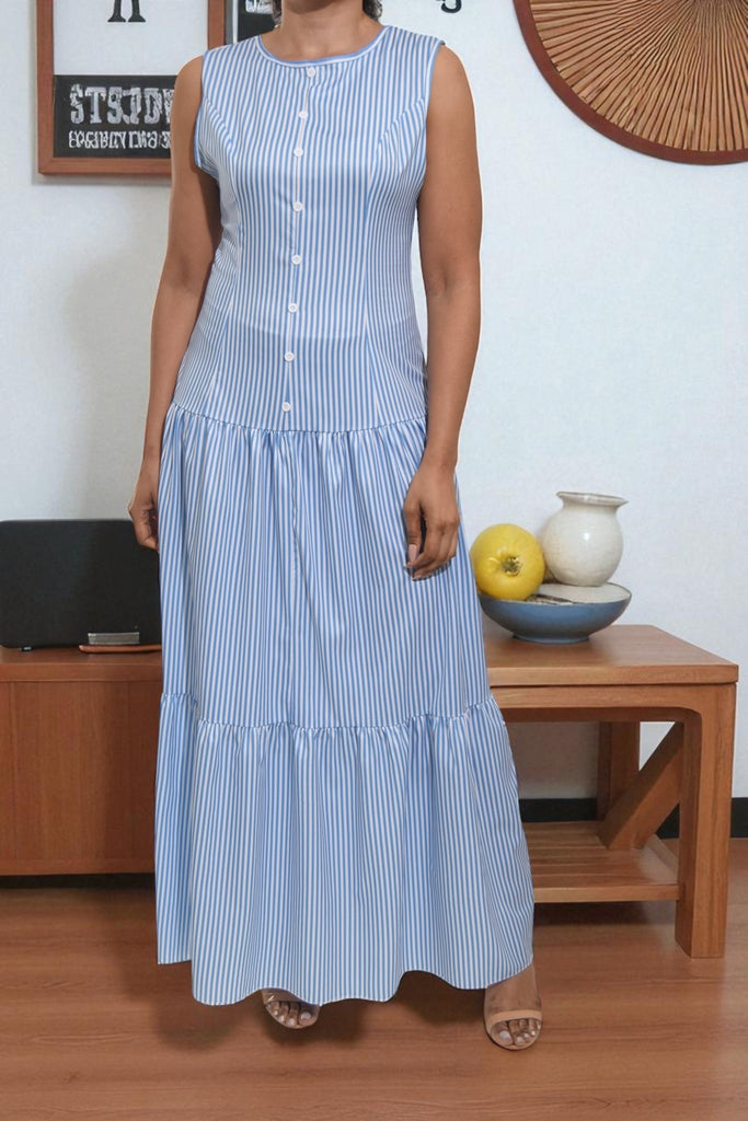 Ladies Light Blue Stripe Dress - StylePhase SA