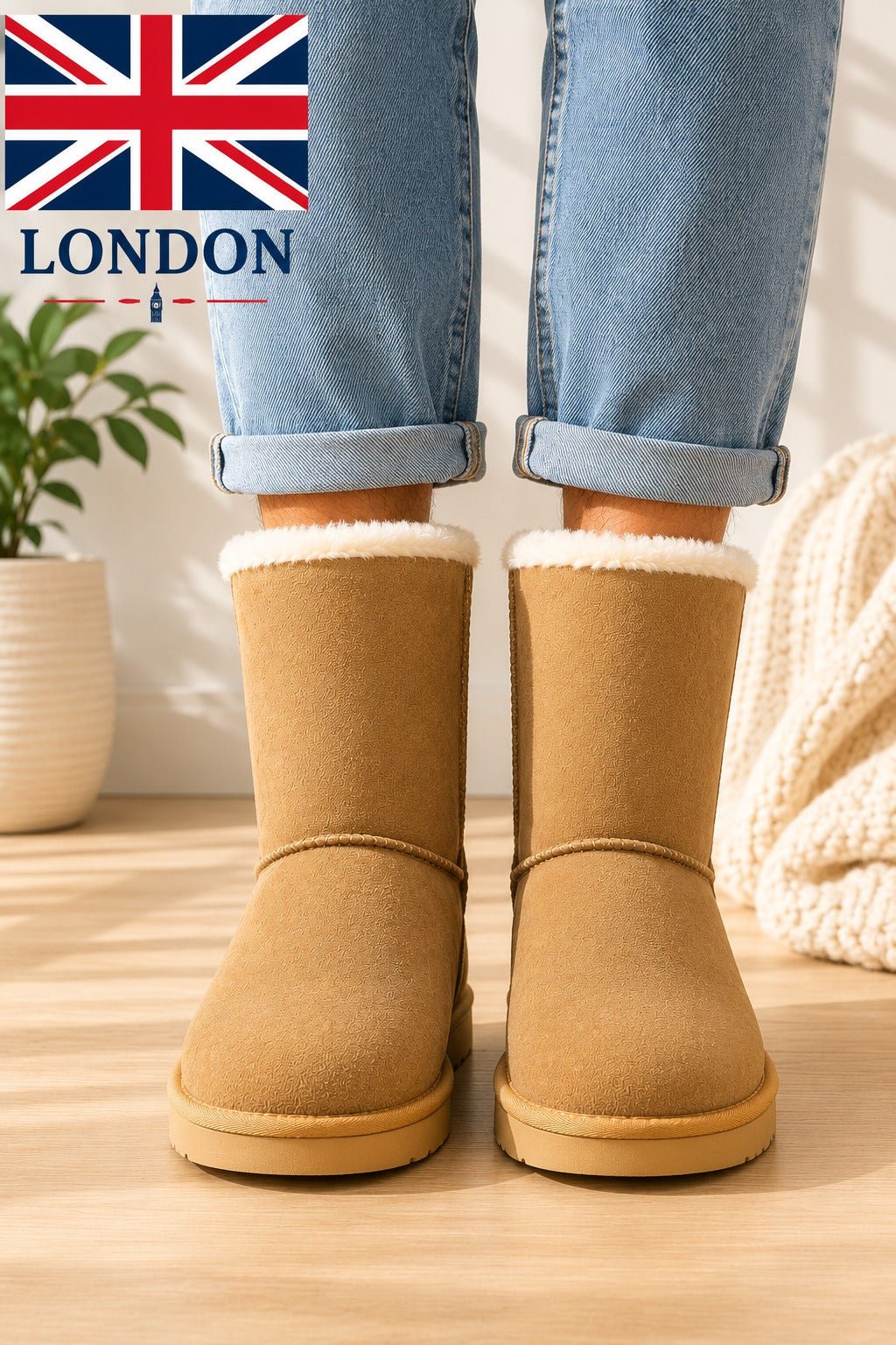 Ladies Light Brown Bow Boots - StylePhase SA