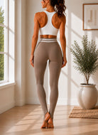 Ladies Light Brown High Rise-Foot Strap Leggings - StylePhase SA