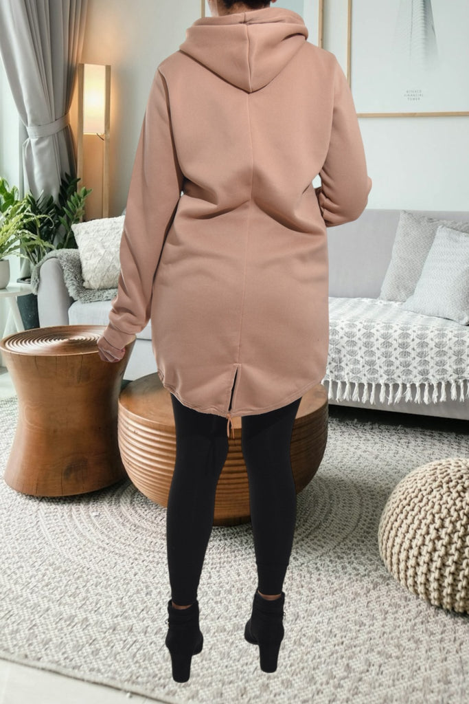 Ladies Light Brown Printed Hoody Dress - StylePhase SA