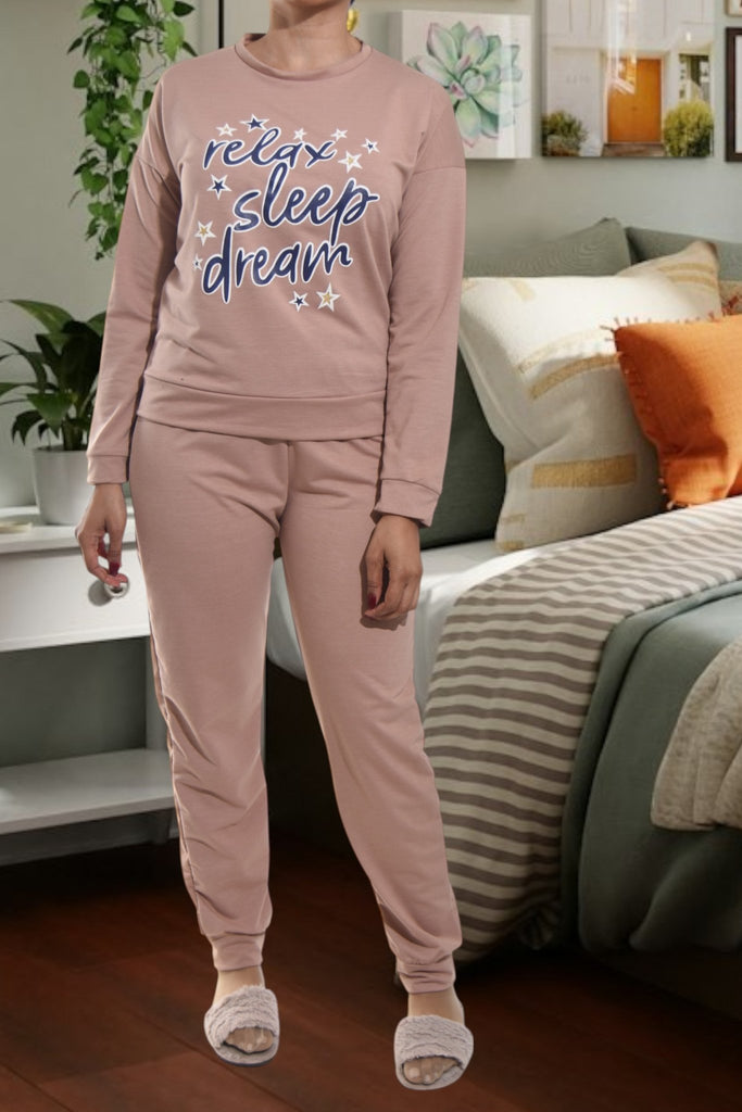 Ladies Light Brown Printed Pj Set - StylePhase SA