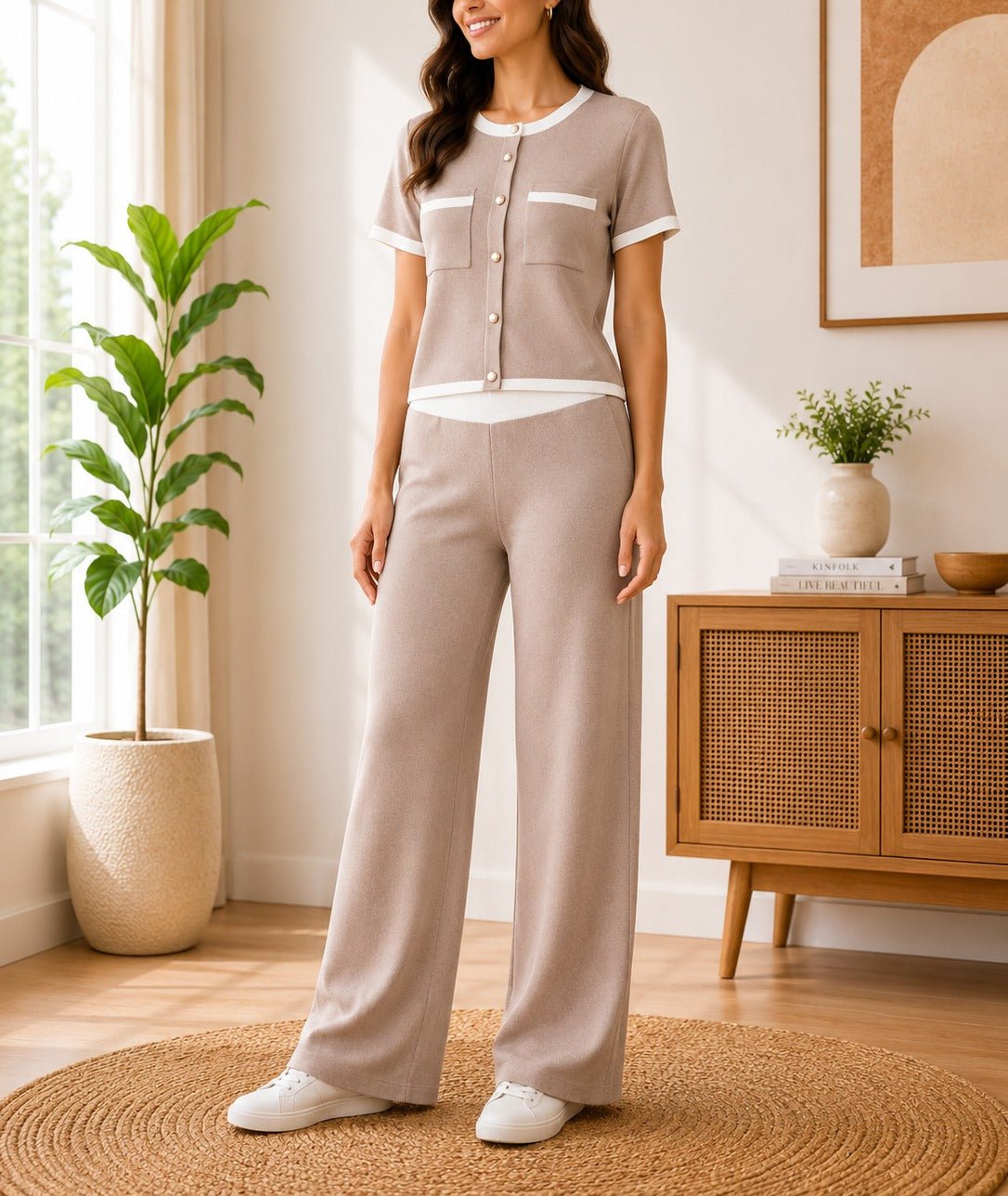 Ladies Light Brown Two-Piece Set- New Feeling - StylePhase SA