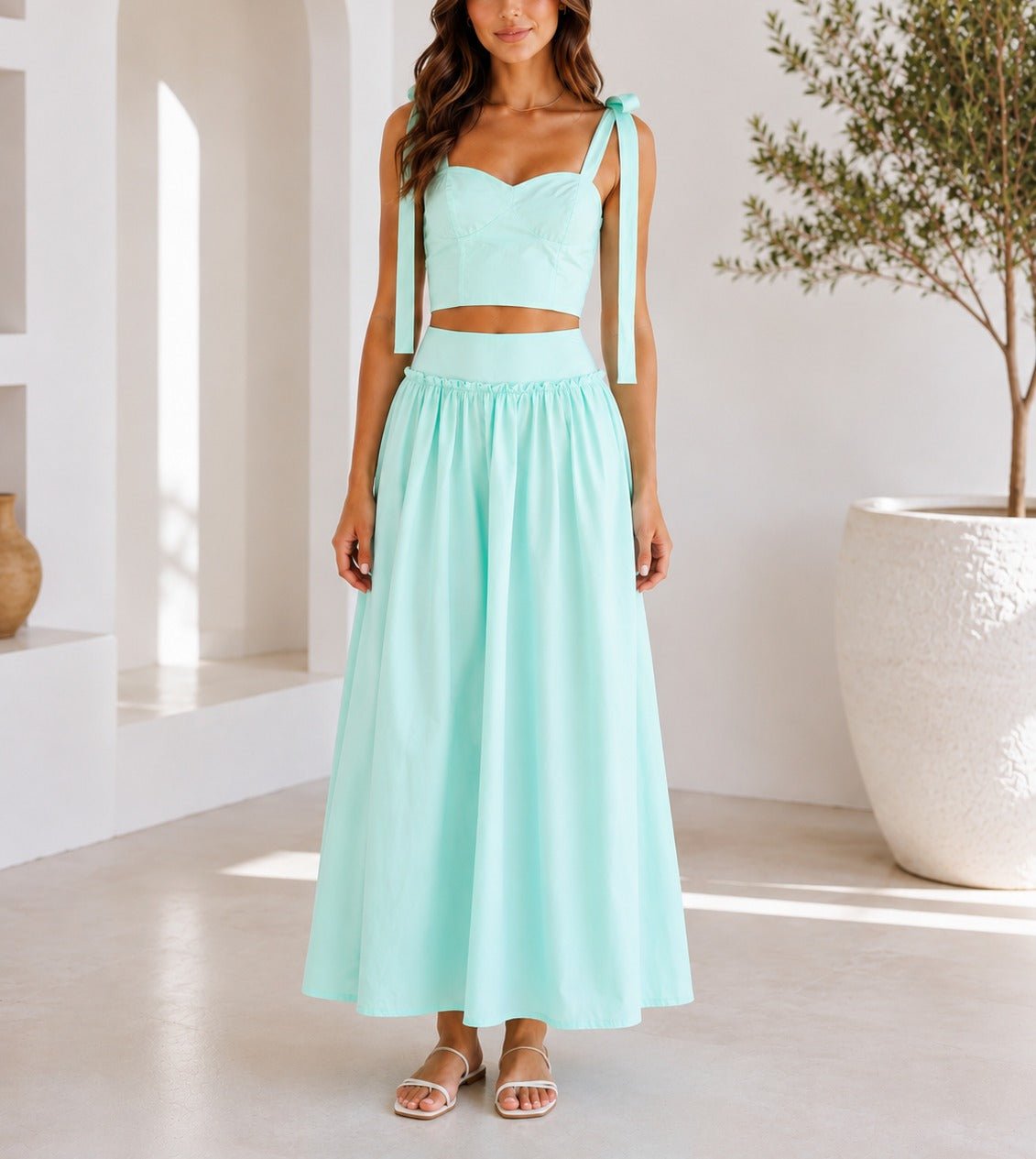 Ladies Light Green Maxi Two-Piece Set - StylePhase SA