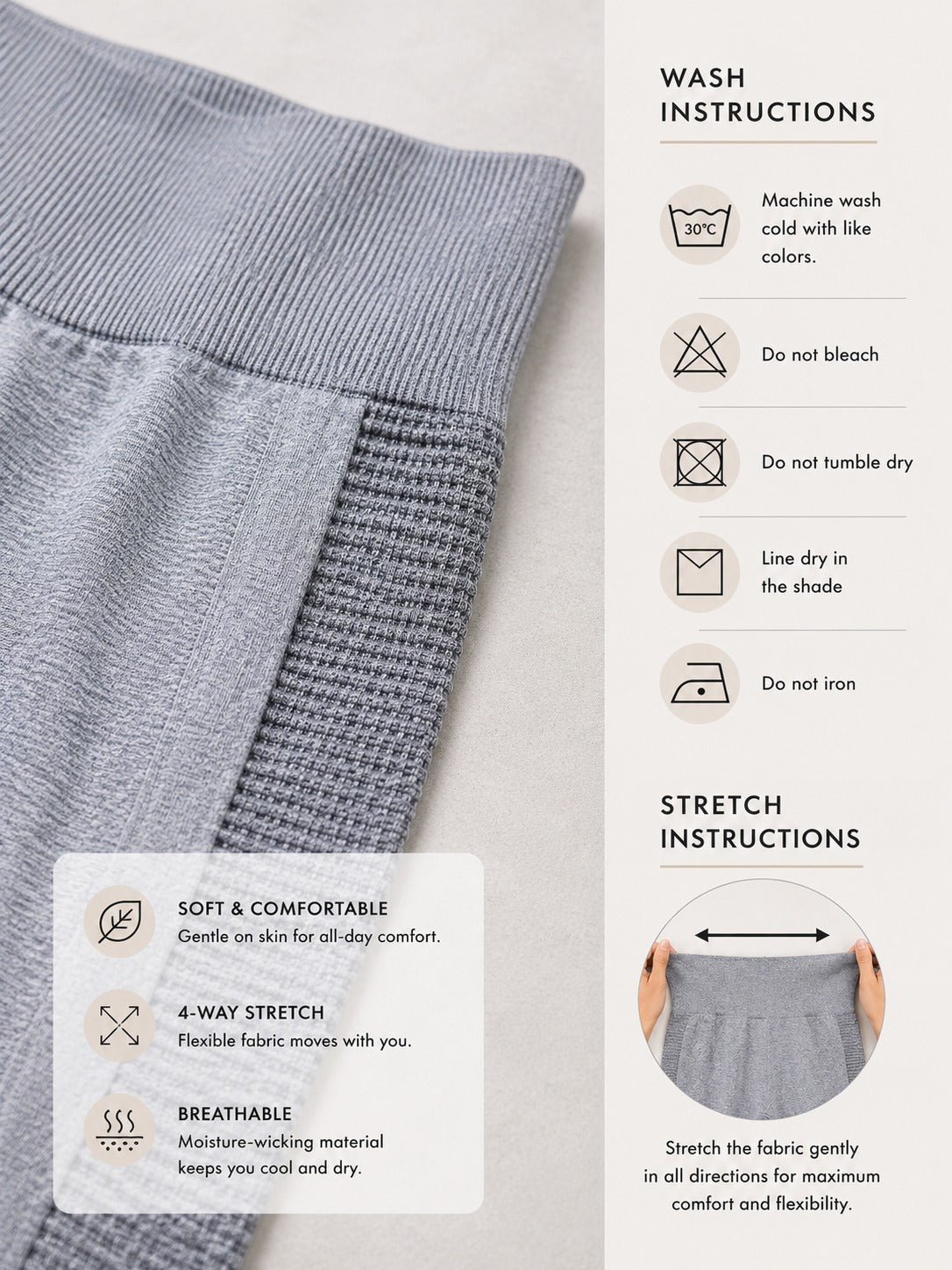 Ladies Light Grey Activewear Tights - StylePhase SA