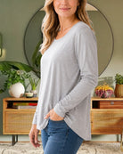 Ladies Light Grey Button Long Sleeve Top - StylePhase SA
