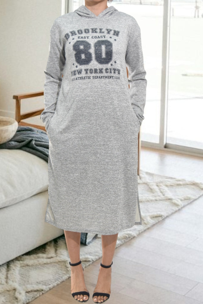 Ladies Light Grey Hoody Knit Dress - Brooklyn 80 - StylePhase SA