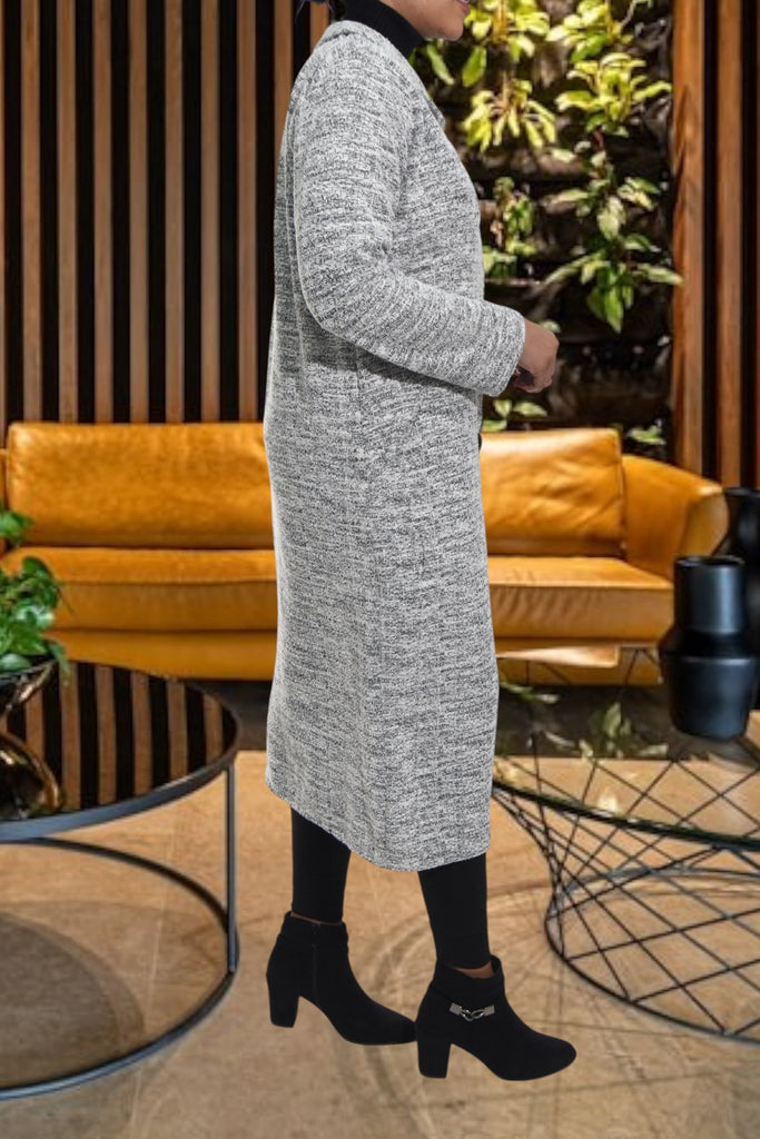 Ladies Light Grey Jacquard Coat - StylePhase SA