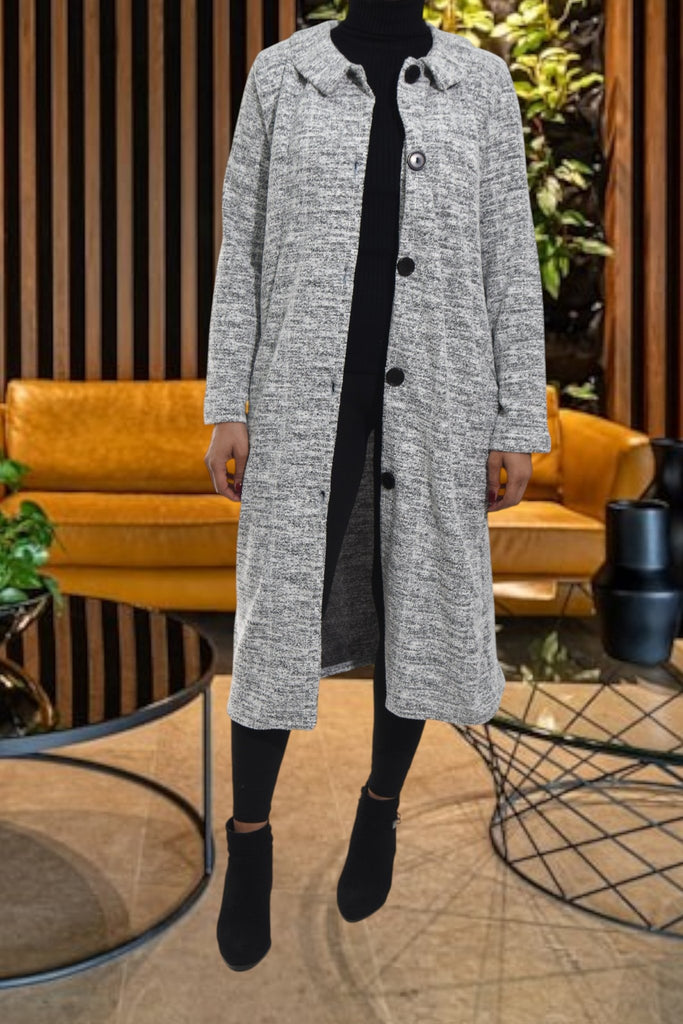 Ladies Light Grey Jacquard Coat - StylePhase SA