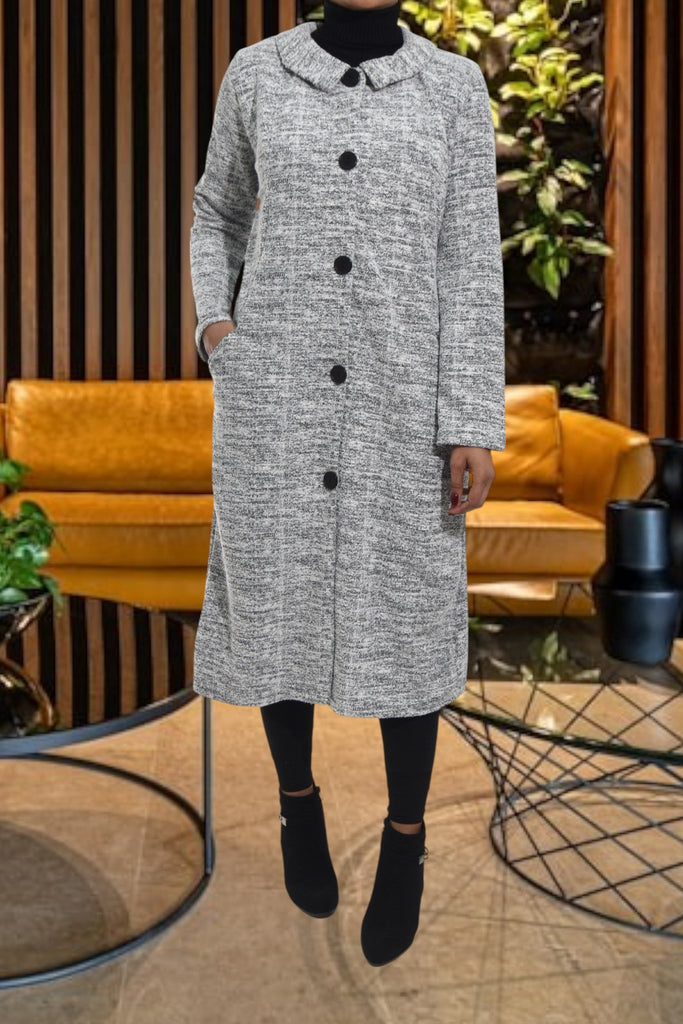 Ladies Light Grey Jacquard Coat - StylePhase SA