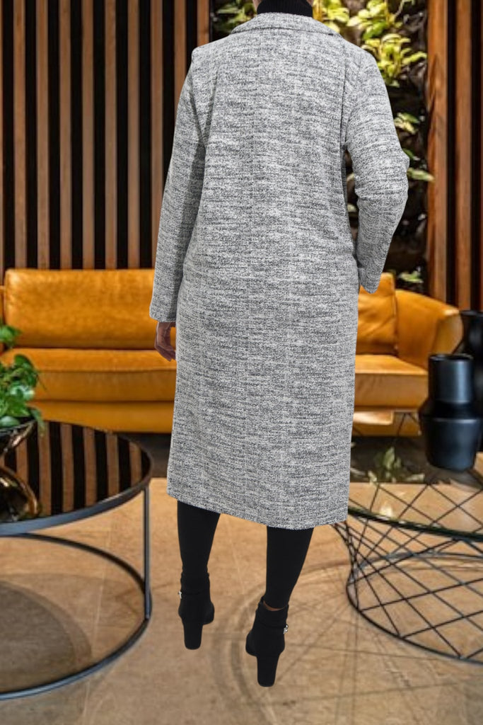 Ladies Light Grey Jacquard Coat - StylePhase SA