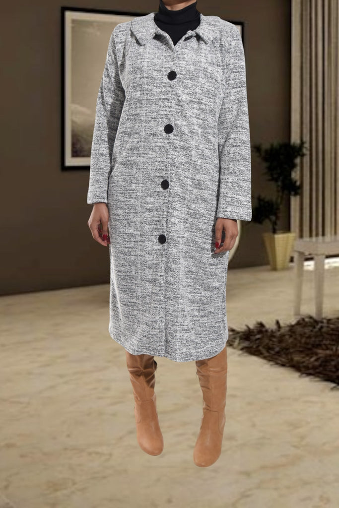 Ladies Light Grey Jacquard Coat - StylePhase SA