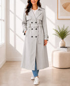 Ladies Light Grey Lined Trench Coat - StylePhase SA