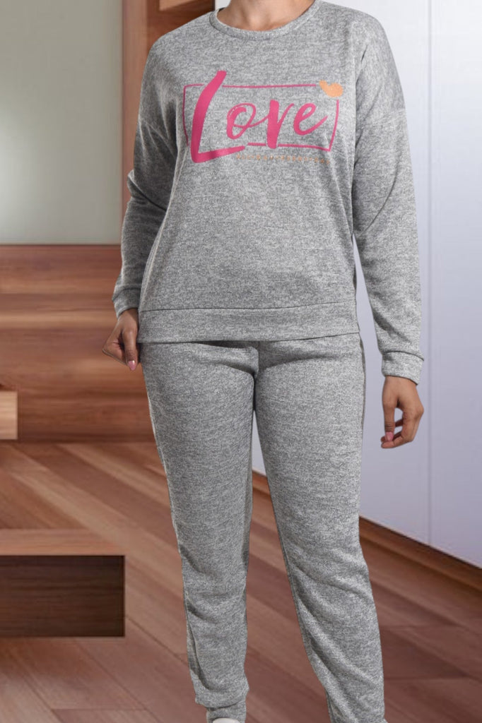 Ladies Light Grey Love Two Piece Set - StylePhase SA