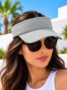 Ladies light grey open-top sun visor with curved peak