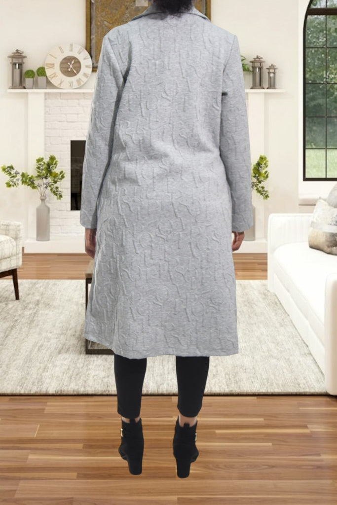 Ladies Light Grey Pattern Double Breast Coat - StylePhase SA