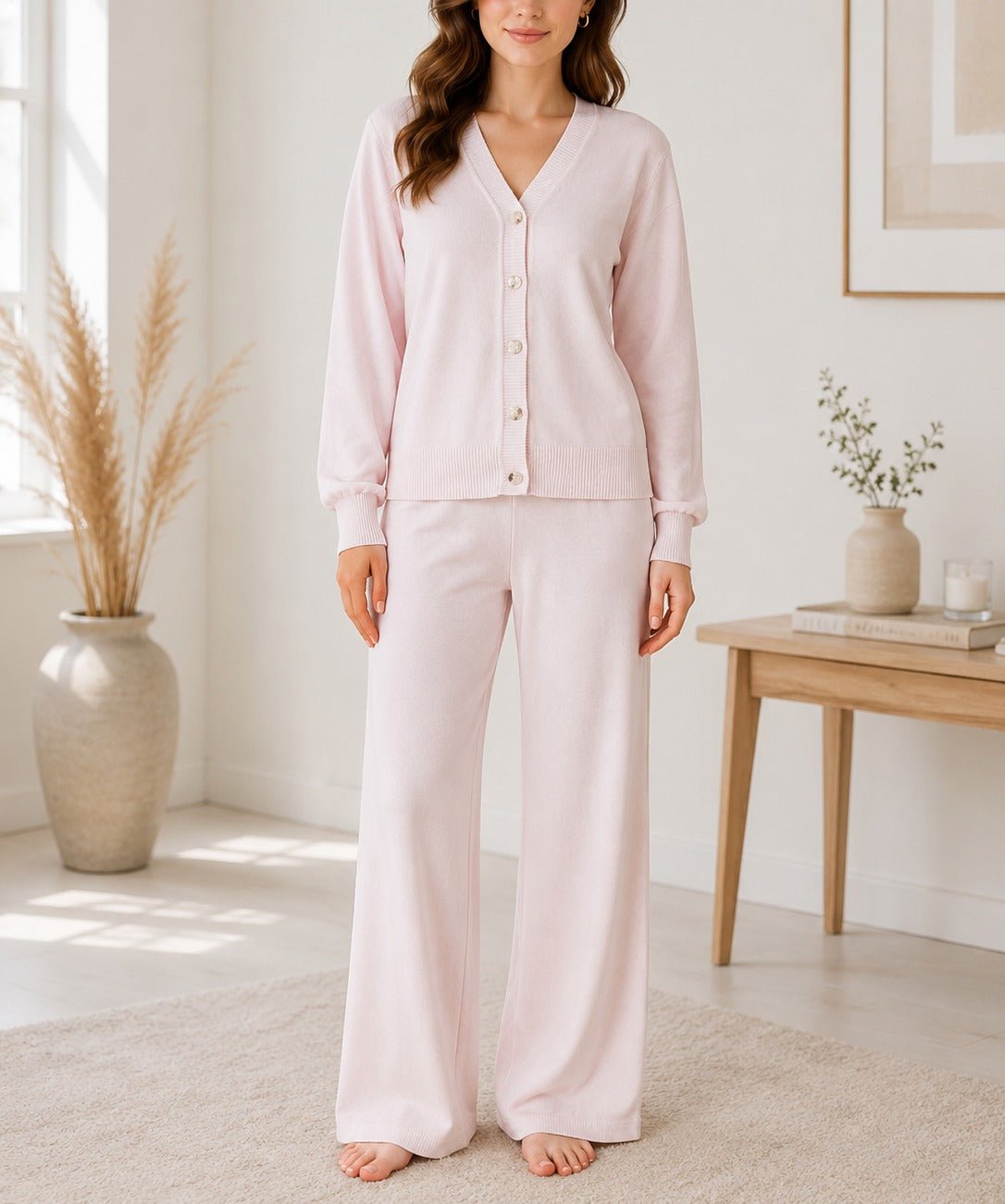 Ladies Light pink Jersey Knit Two Piece Set - StylePhase SA