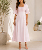 Ladies Light Pink Textured Floral Detail Dress - StylePhase SA