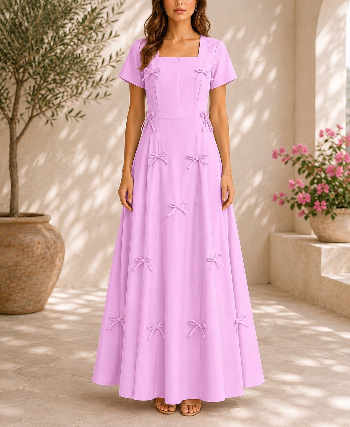 Ladies Lilac Bow Pocket Dress- New Feeling - StylePhase SA