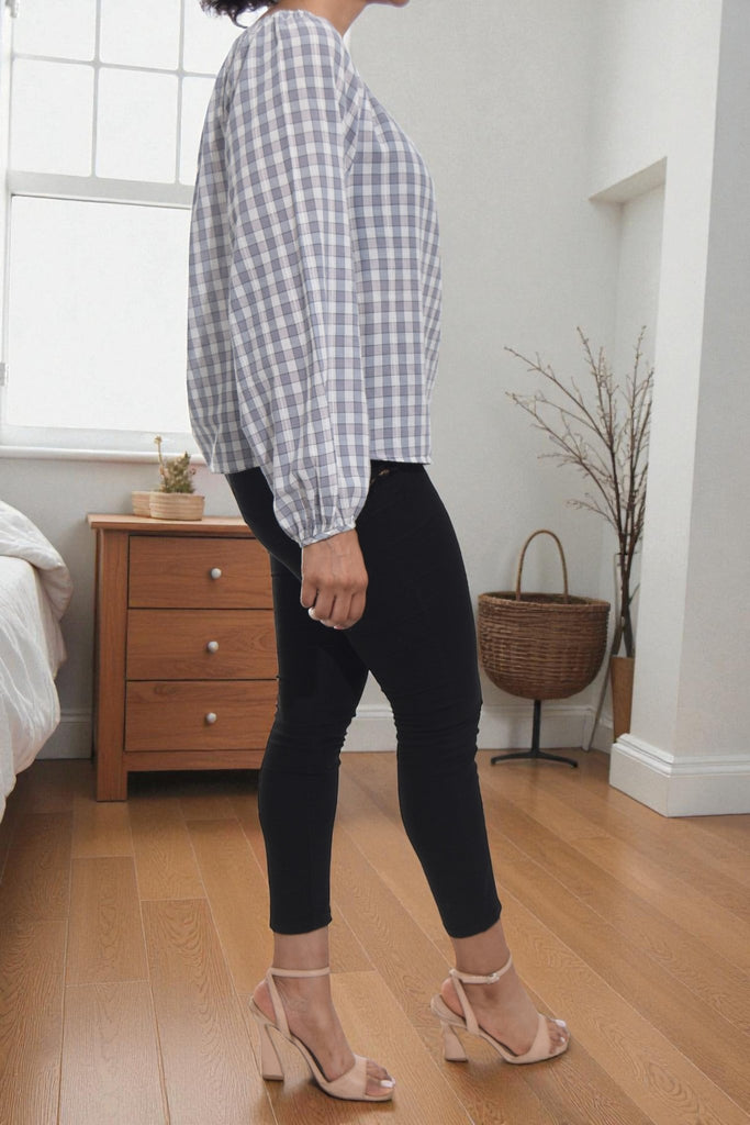 Ladies Lilac Check Print Top - StylePhase SA