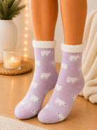 Ladies Lilac Fleece-Lined Thermal Slipper Socks - StylePhase SA
