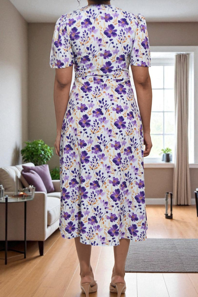 Ladies Lilac Flower Wrap Dress - StylePhase SA